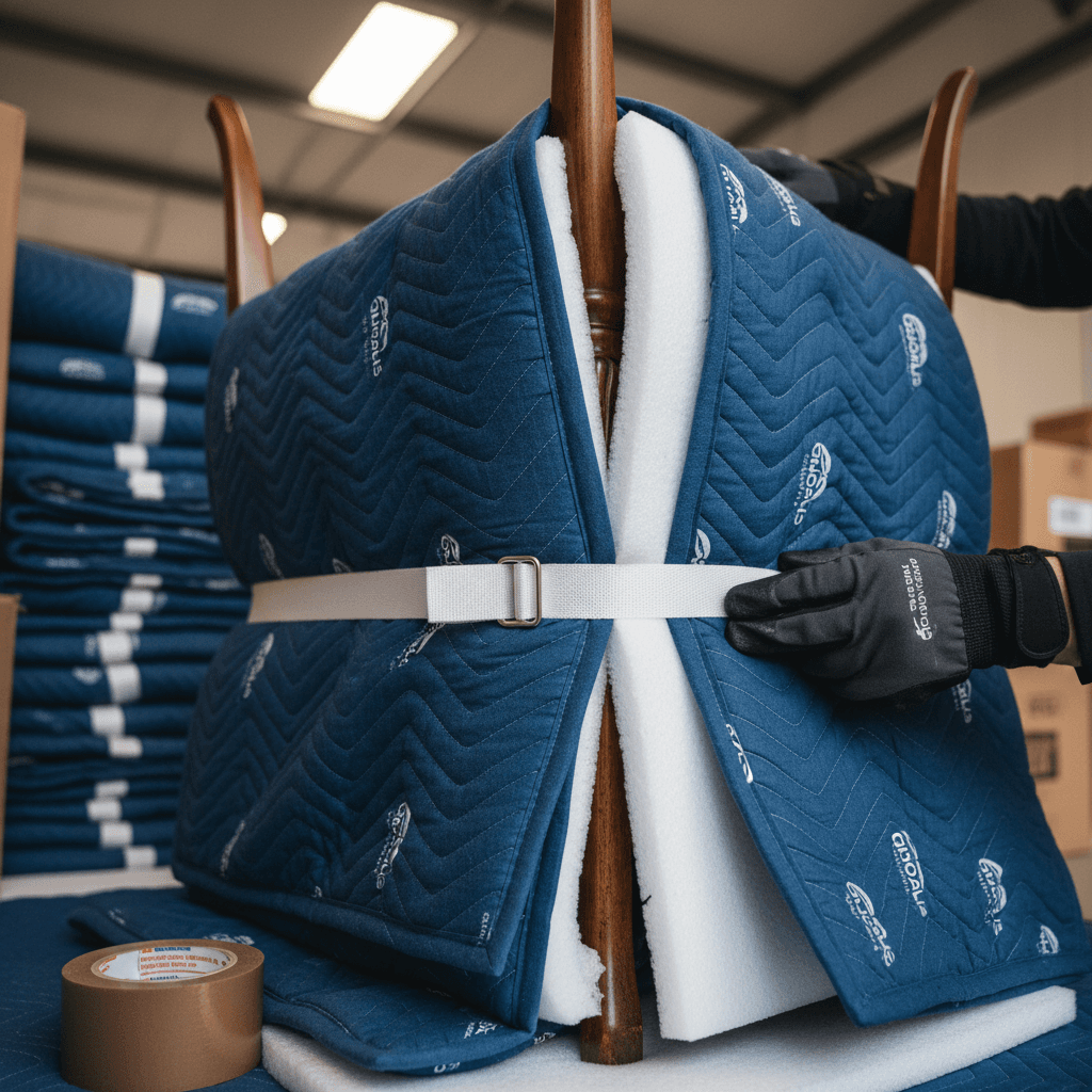 Furniture loading with protective padding