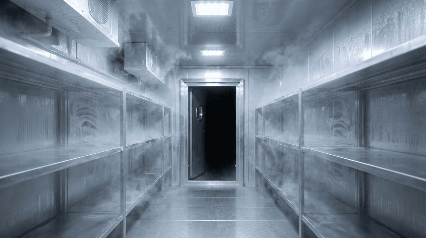 Refrigerated unit inside food delivery cargo van