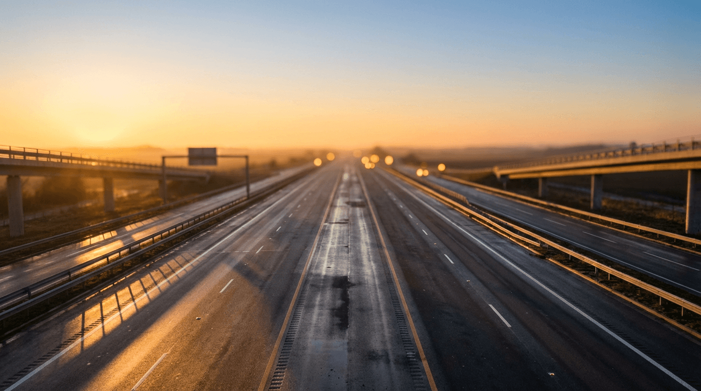 Cargo van on highway delivering freight
